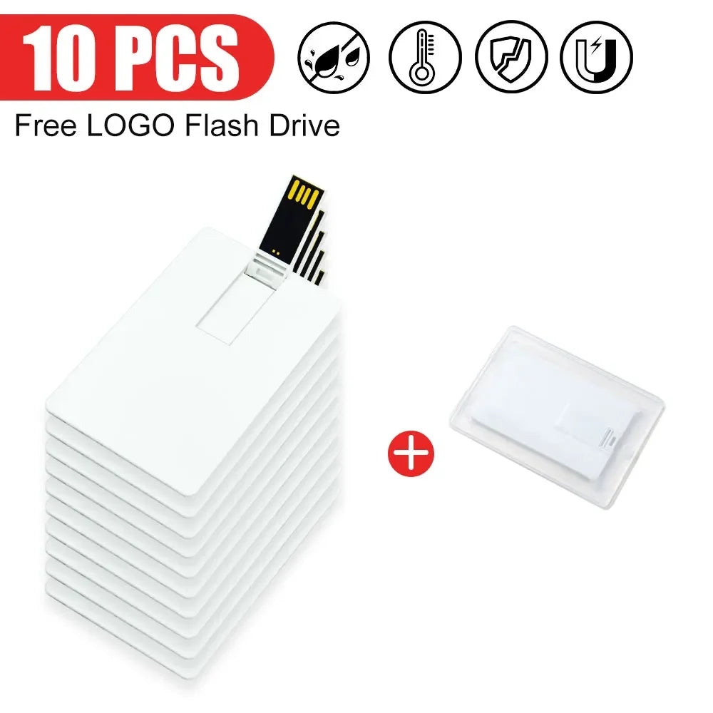Custom Logo Credit Card USB Flash Drives 1–64GB | Bulk 10–100 USB Flash Drive PRIMED 128M 10pcs with white box
