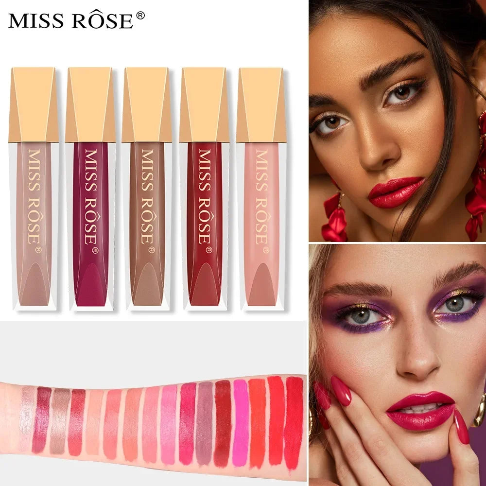 Miss Rose 16-Color Velvet Matte Lip Glaze – Waterproof Lip Gloss Matte Lip Gloss PRIMED