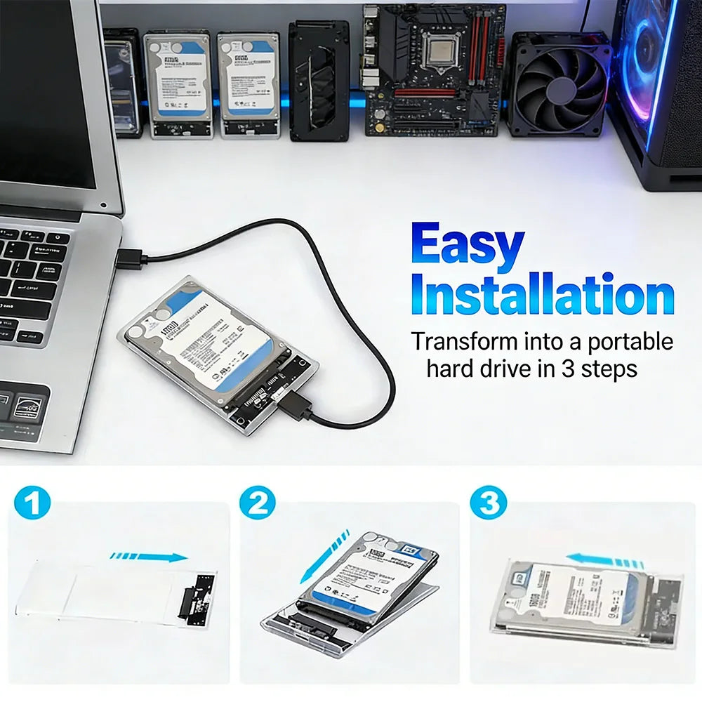 2.5" SATA to USB 3.0 Hard Drive Enclosure – 5Gbps, Up to 4TB Hard Drive Enclosure PRIMED