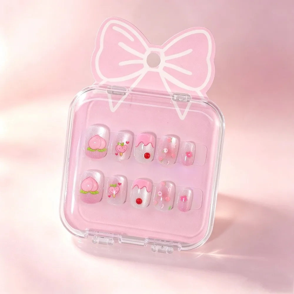 Kids Cat's Eye Press On Nails – Cute Detachable 10pc Set