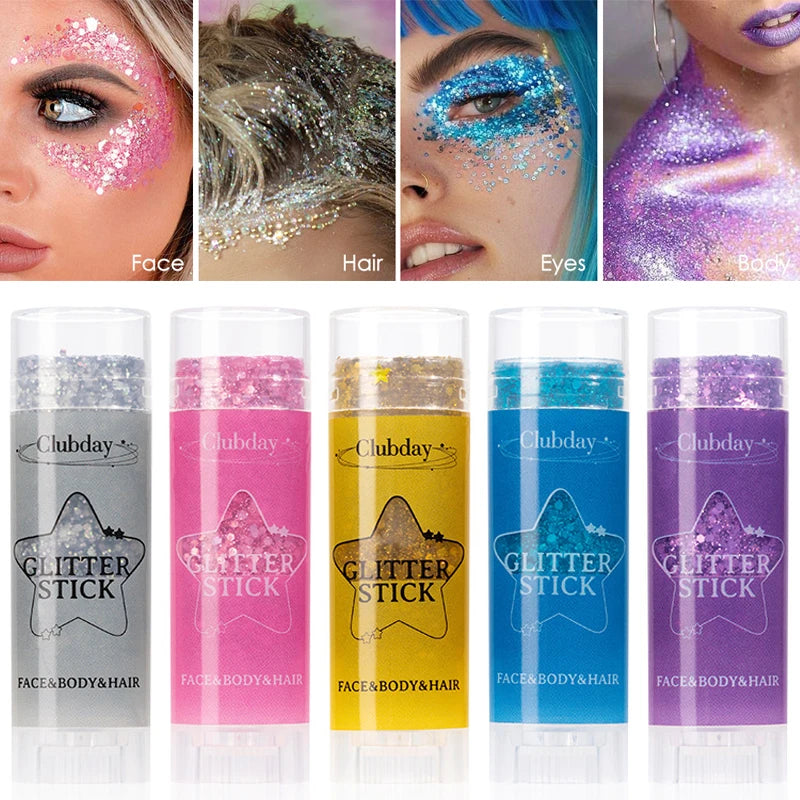 Sequins Glitter Gel Stick – Face, Eye & Body Makeup 6 Colors