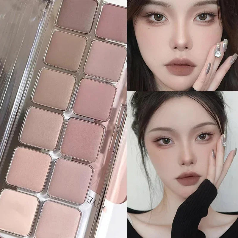 12-Color Matte Eyeshadow Palette | Korean Tea & Apricot Tones Eyeshadow Palette PRIMED