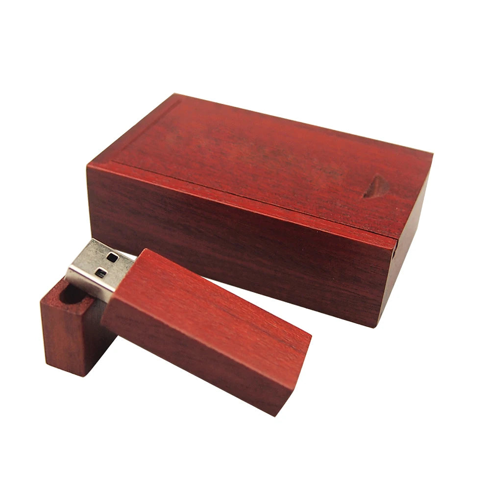 Wooden USB Flash Drive 8GB | Custom Logo Bamboo Walnut Gift Wooden USB Flash Drive PRIMED 8 GB Rose red with box