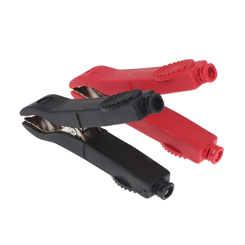 2Pcs 50A Insulated Alligator Clips 75mm – Red & Black Battery Test Battery Test Clips PRIMED