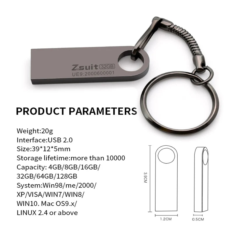 Z-Suit Metal USB Flash Drive 32GB 64GB 128GB – USB 2.0 Pen Drive