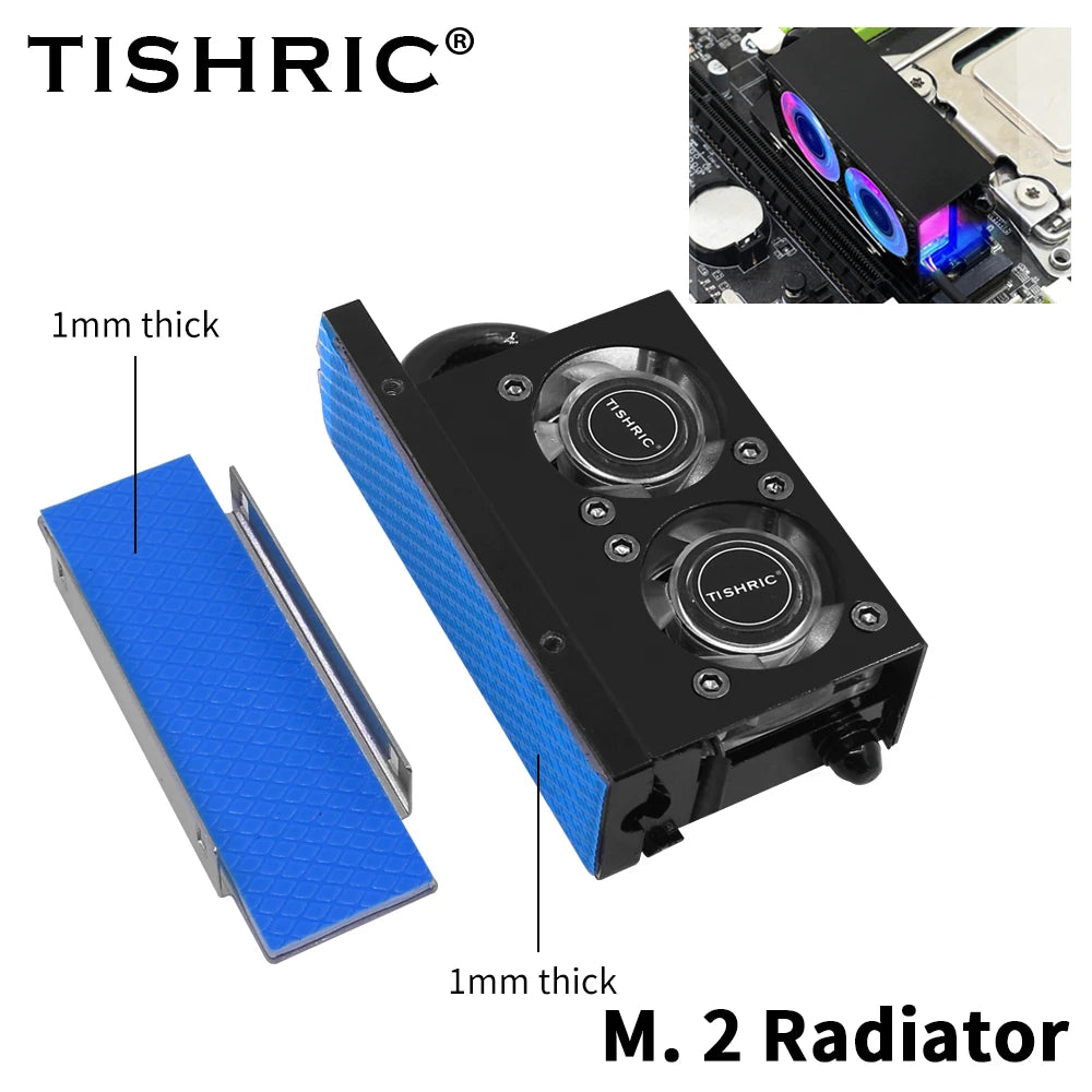 TISHRIC RGB M.2 SSD Heatsink Dual Fan 7000RPM NVMe Cooler