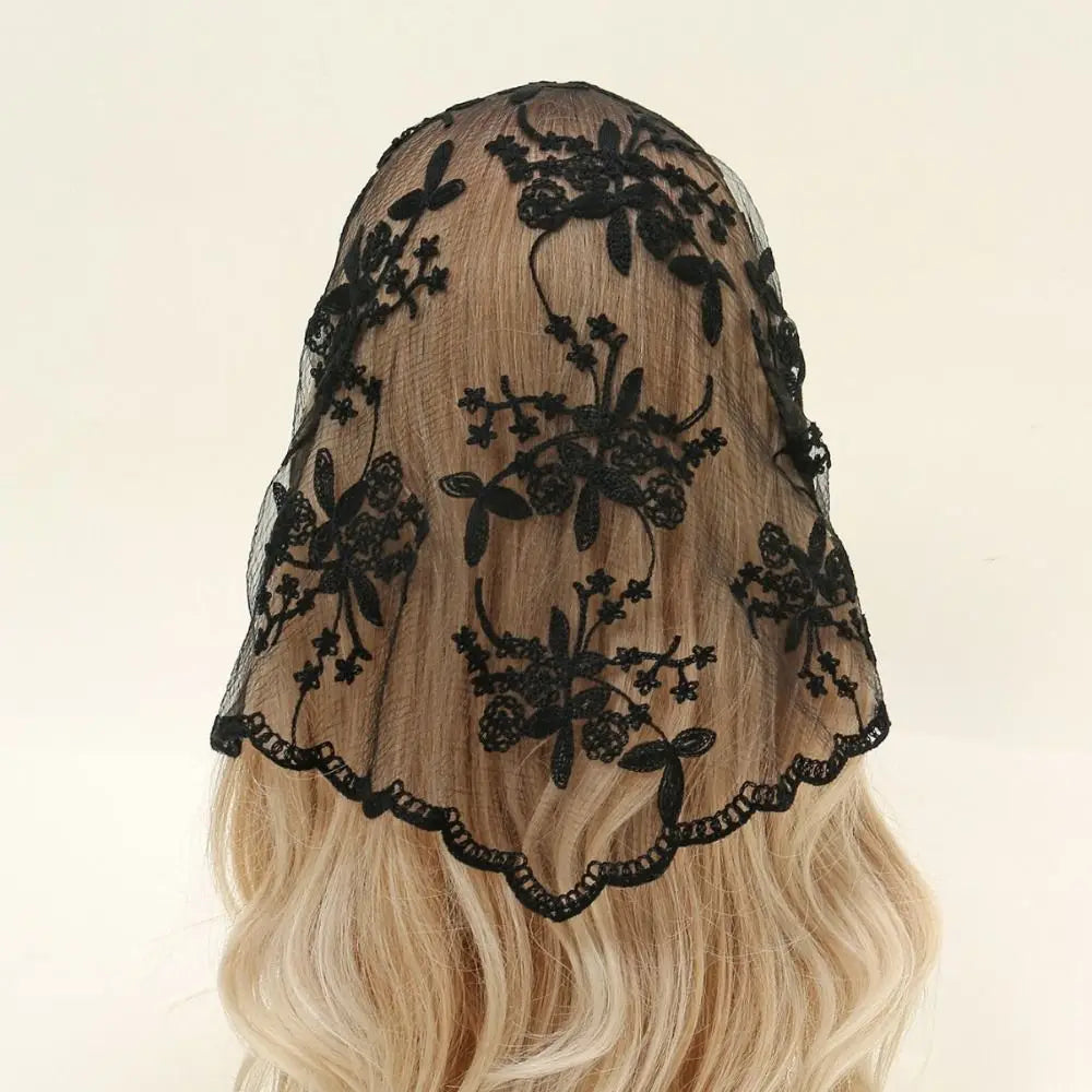 Hollow Lace Hair Scarf Headband – Vintage Triangular Bandana Lace Hair Scarf PRIMED