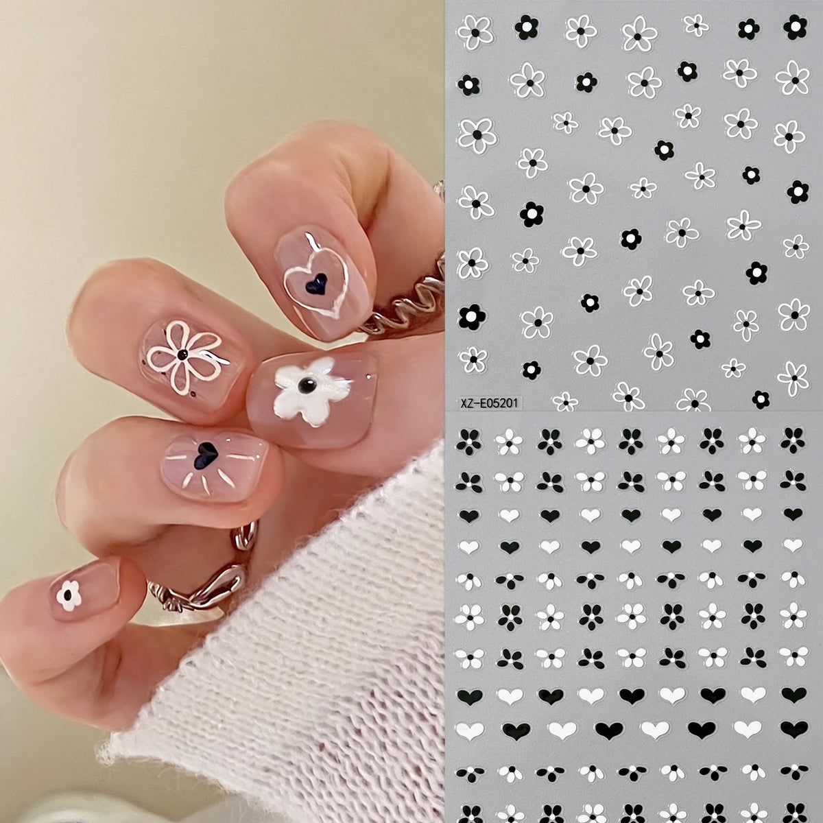 Piano Keys 5D Embossed Nail Art Stickers | DIY Manicure Decals