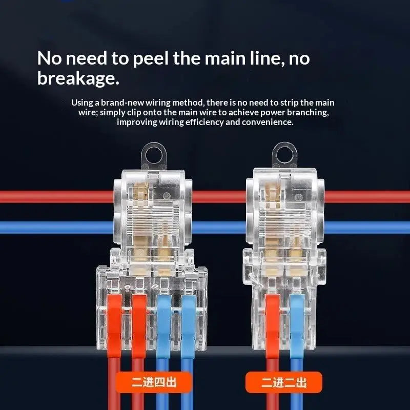 T-Type No-Strip Wire Connector | Quick Branch Terminal Block