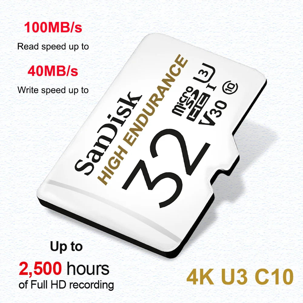 SanDisk High Endurance microSD 32GB–256GB U3 V30 4K Flash Memory Card PRIMED HIGH ENDURANCE 32GB