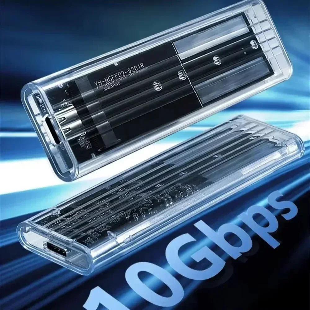 M.2 NVMe & NGFF SATA SSD Enclosure USB-C 10Gbps Transparent SSD Enclosure PRIMED