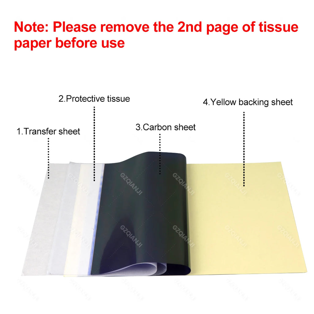 A4 Tattoo Stencil Transfer Paper – 4-Layer Thermal Sheets 50/100 Tattoo Transfer Paper PRIMED