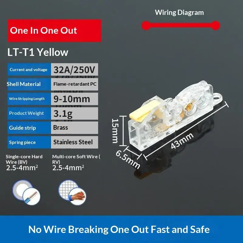 T-Type No-Strip Wire Connector | Quick Branch Terminal Block