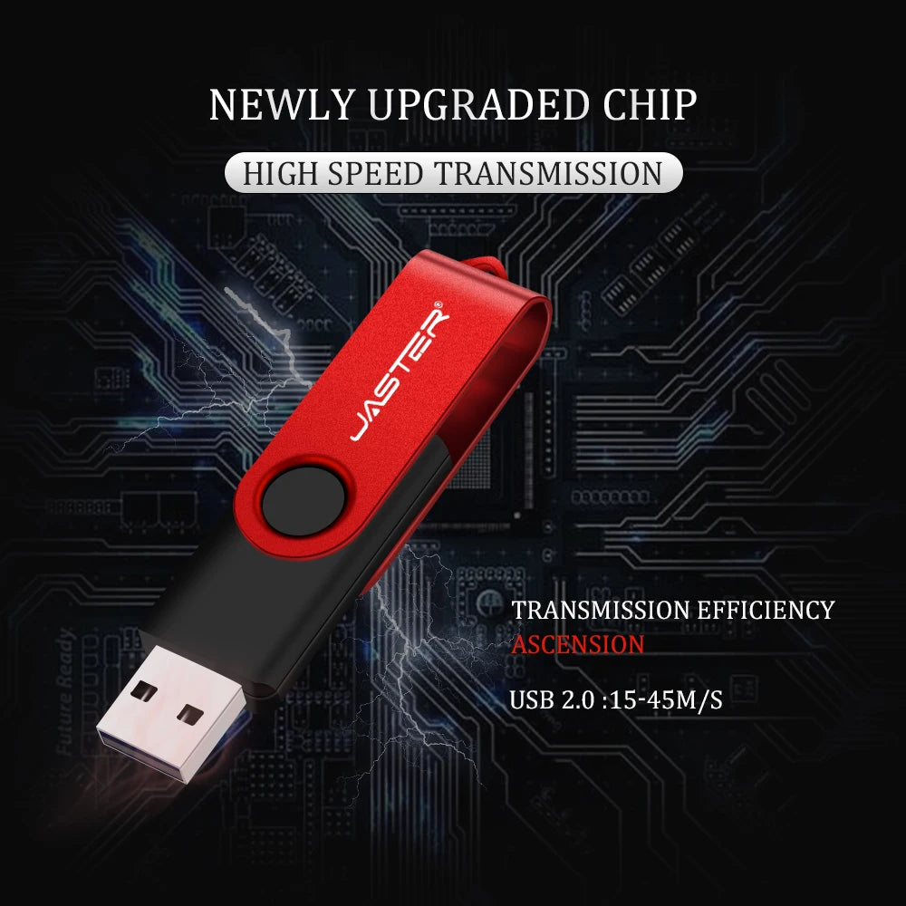 JASTER Metal USB Flash Drive 8GB–128GB Rotatable Pen Drive USB Flash Drive PRIMED