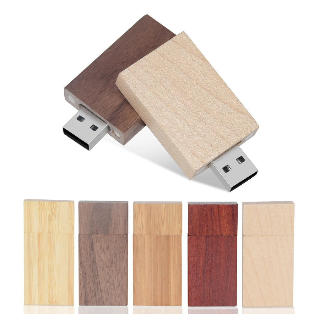 10-Pack Walnut Wooden USB Flash Drives | Free Custom Logo Wooden USB Flash Drive PRIMED
