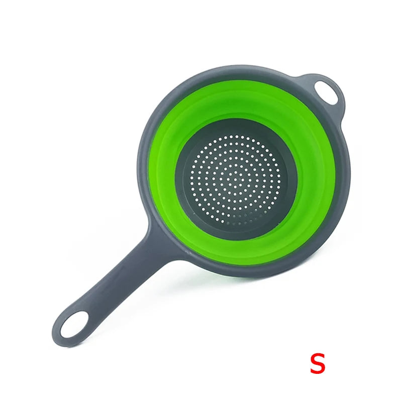 LMETJMA Silicone Collapsible Colander & Folding Kitchen Strainer Collapsible Colander PRIMED Green S