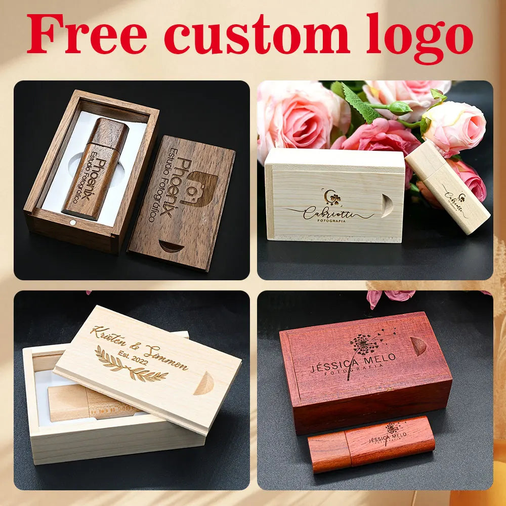 50-Pack Custom Logo Wooden USB Flash Drives 4GB–128GB USB Flash Drive PRIMED