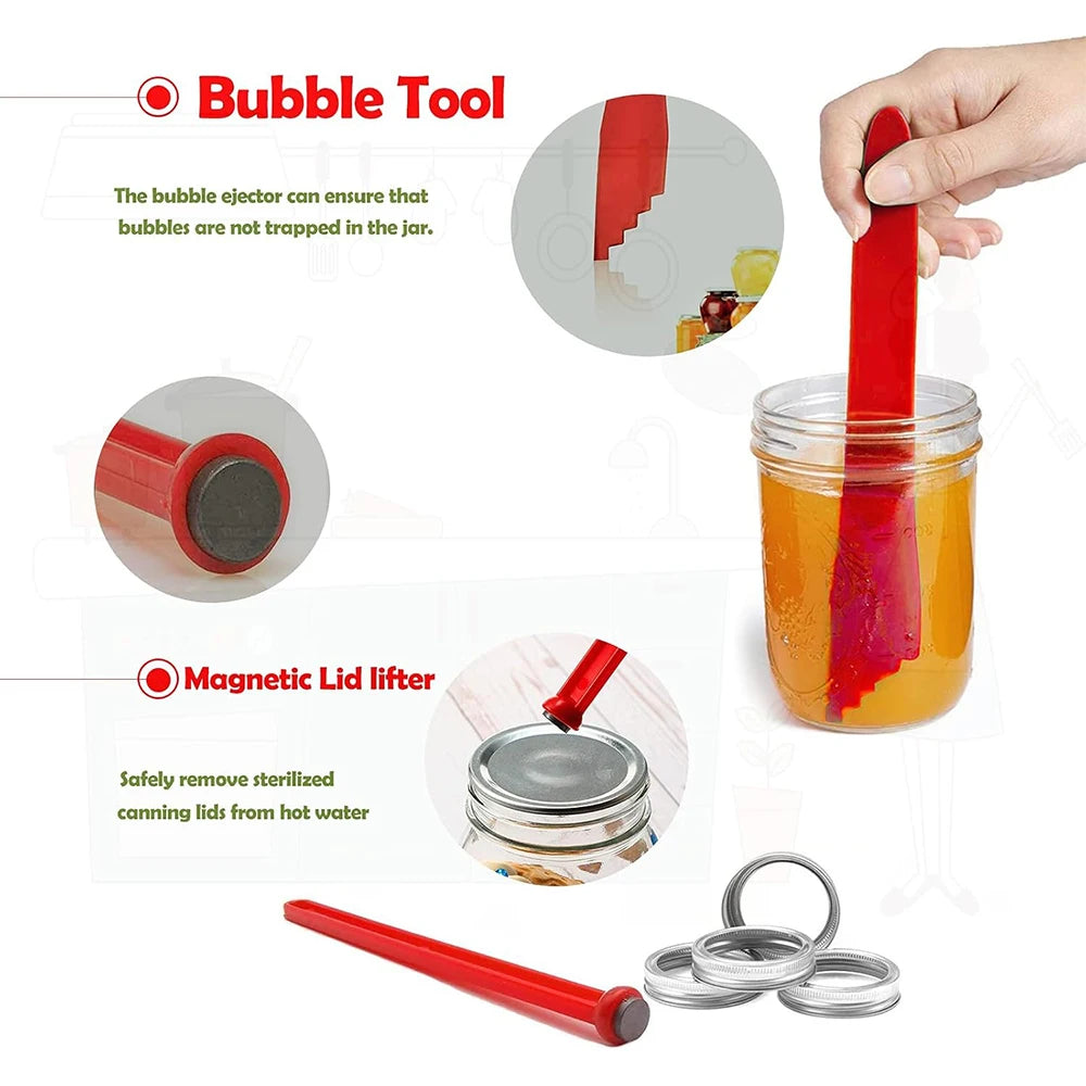 LMETJMA Canning Kit – Jar Lifter, Funnel & Bubble Popper Set Canning Tools Set PRIMED