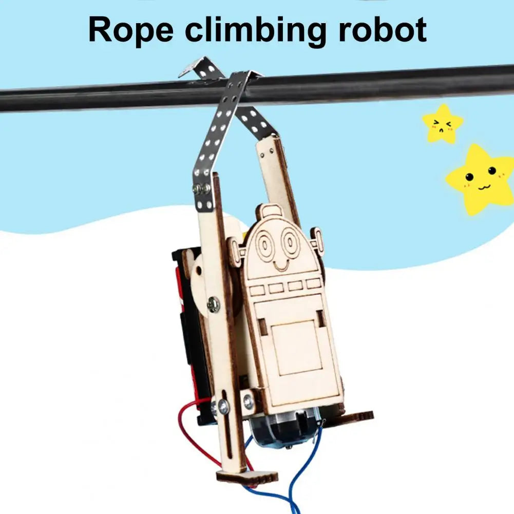 Wooden DIY Electric Rope Climbing Robot STEM Kit for Kids DIY STEM Robot Kit PRIMED