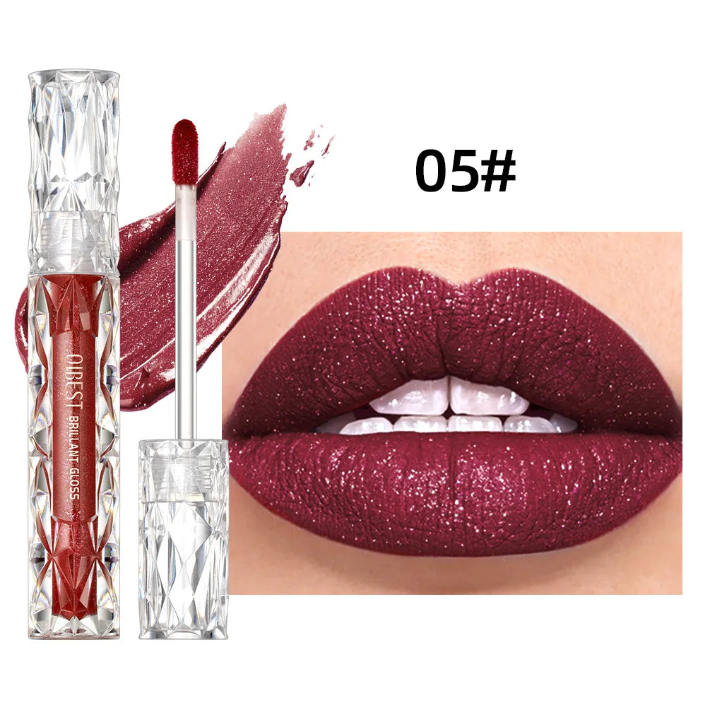 QiBest Diamond Shimmer Lip Gloss – 10 Colors, Waterproof