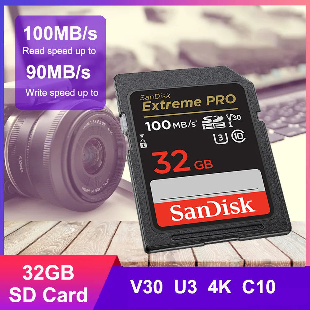 SanDisk Extreme SD Card 4K UHD 32GB–256GB C10 U3 V30 SD Memory Card PRIMED Extreme PRO 32GB