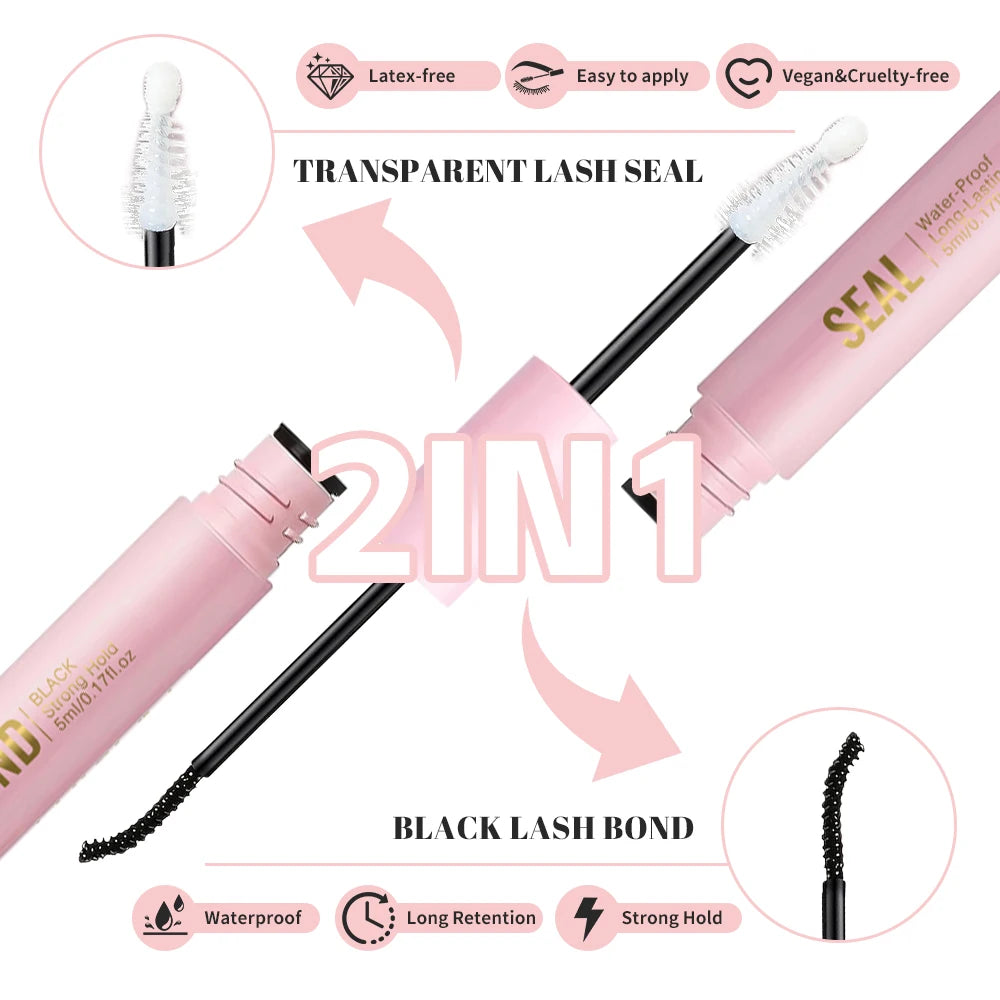 NICOO 2-in-1 Bond & Seal Eyelash Glue | Waterproof Lash Adhesive Eyelash Adhesive PRIMED