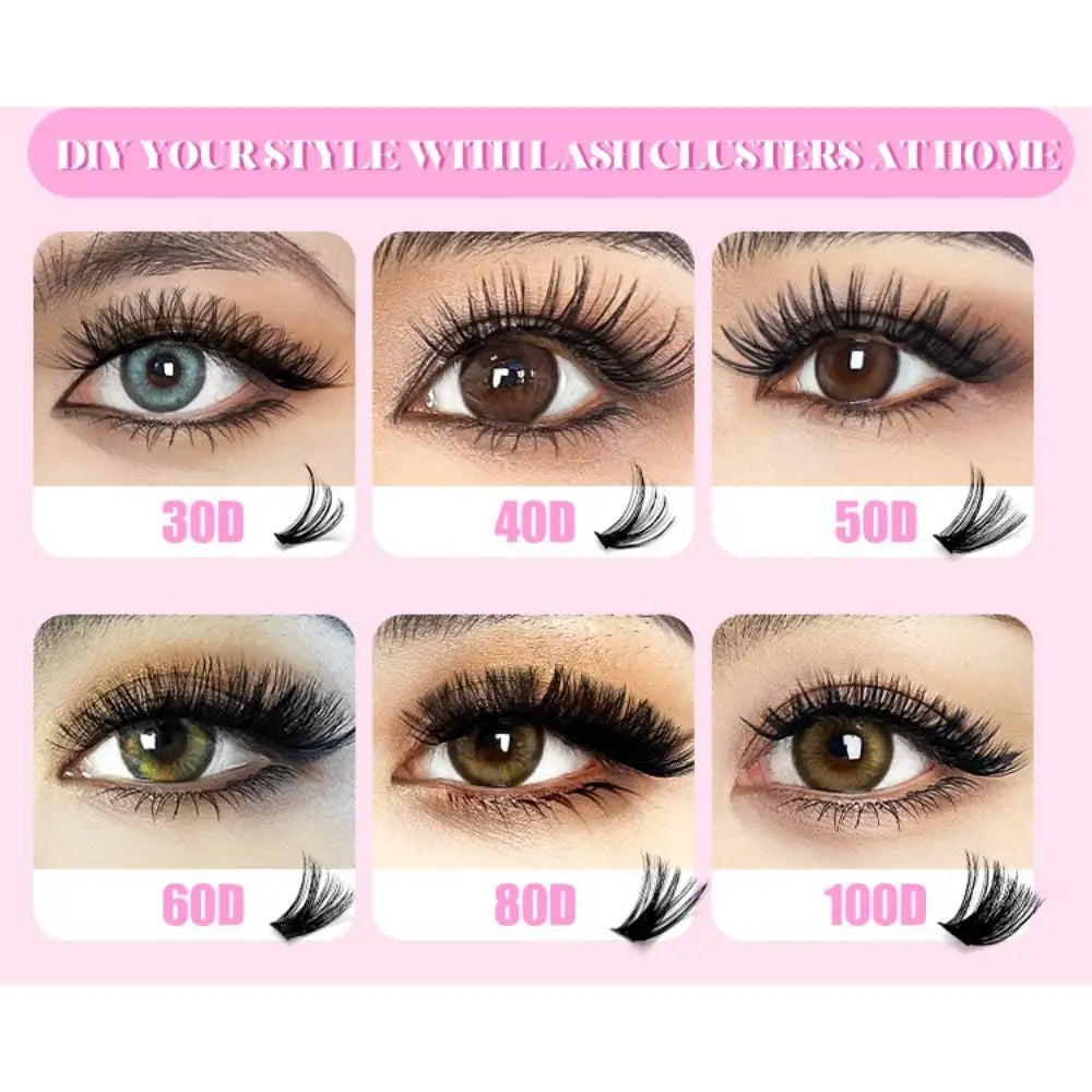 3D Faux Mink Wispy Cluster False Eyelashes 9–16mm V-Shape False Eyelashes PRIMED