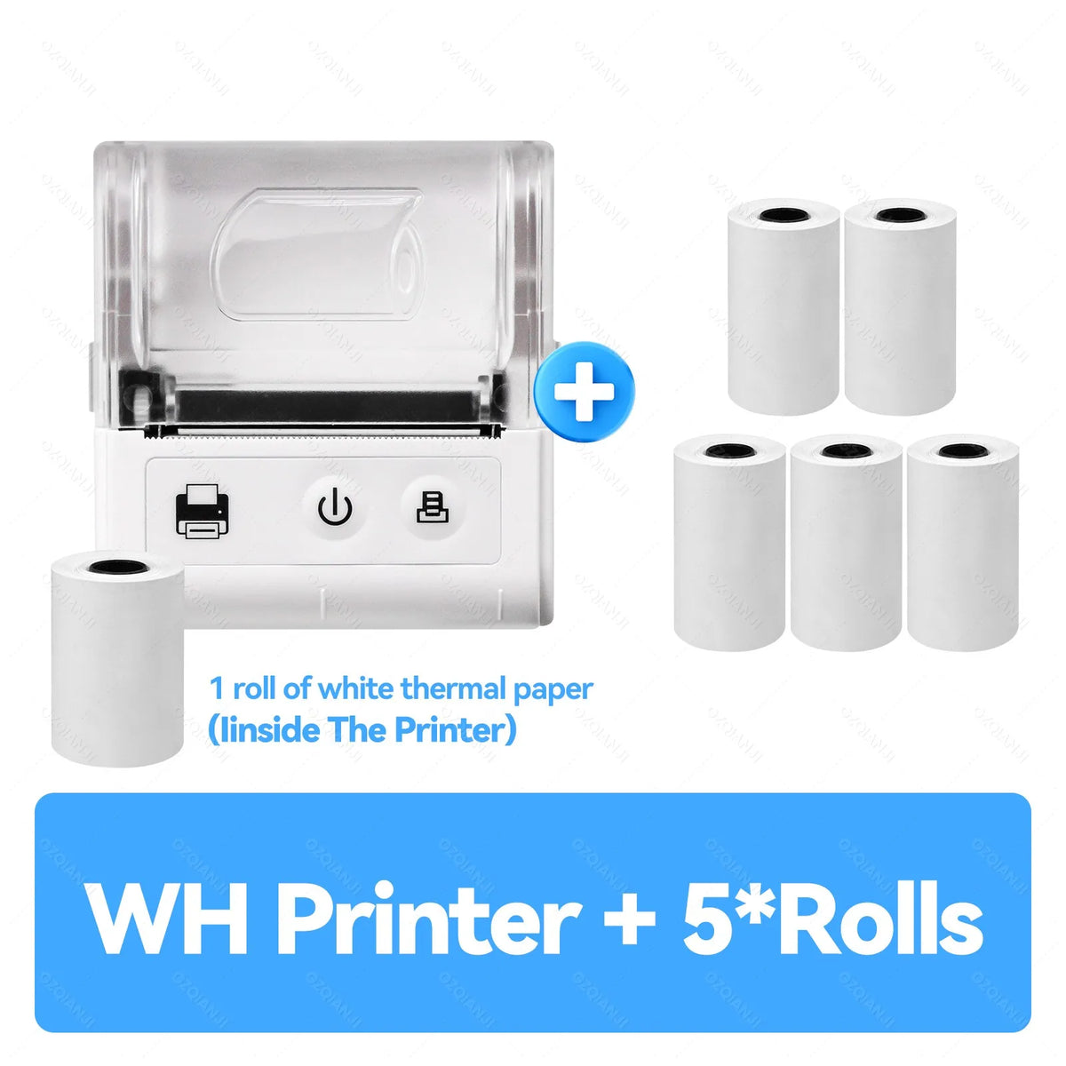 58mm Portable Bluetooth Thermal Receipt Printer | USB Android iOS Thermal Receipt Printer PRIMED WH Add 5Rolls EU Plug
