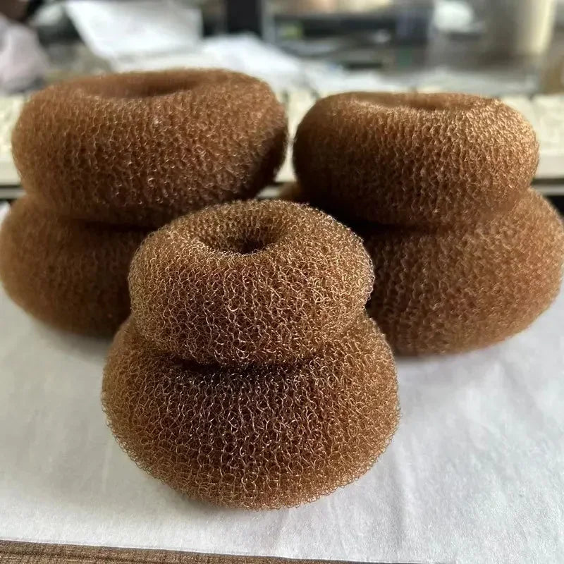 Hair Bun Donut Foam Sponge Ring Styling Tool – Women & Girls Hair Bun Styling Tool PRIMED Light coffee -Plus
