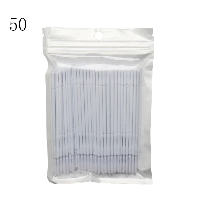 Micro Disposable Eyelash Applicator Brushes – 50/100 Pack Makeup Applicator Brushes PRIMED 50Pcs White