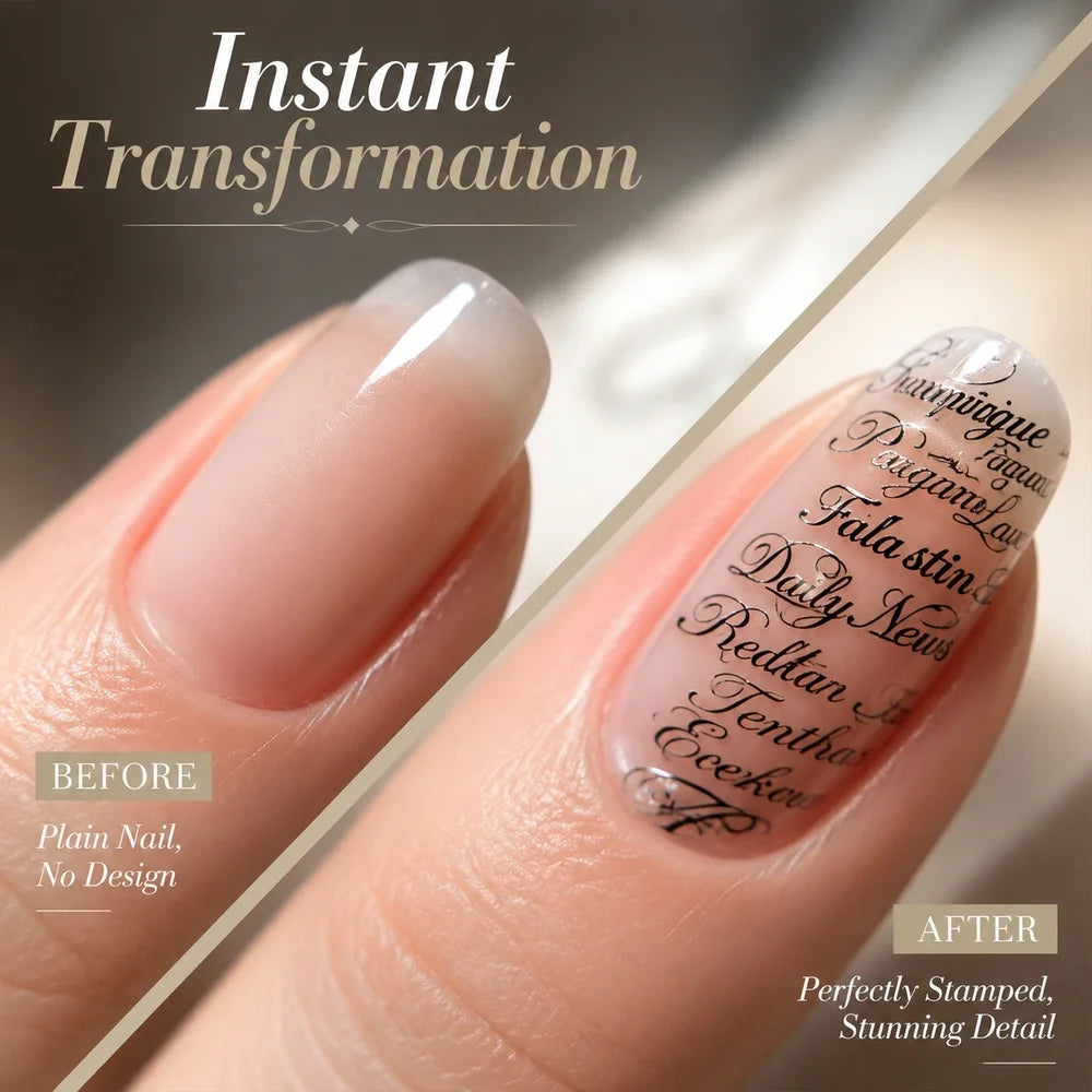Gothic Alphabet Nail Stamping Template | Old English Script Nail Stamping Template PRIMED