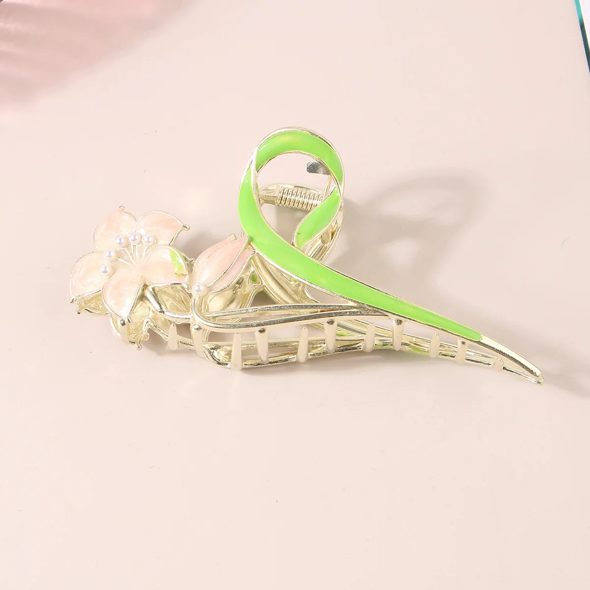 Rose Tulip Flower Claw Clip – Metal Shark Clip for Women