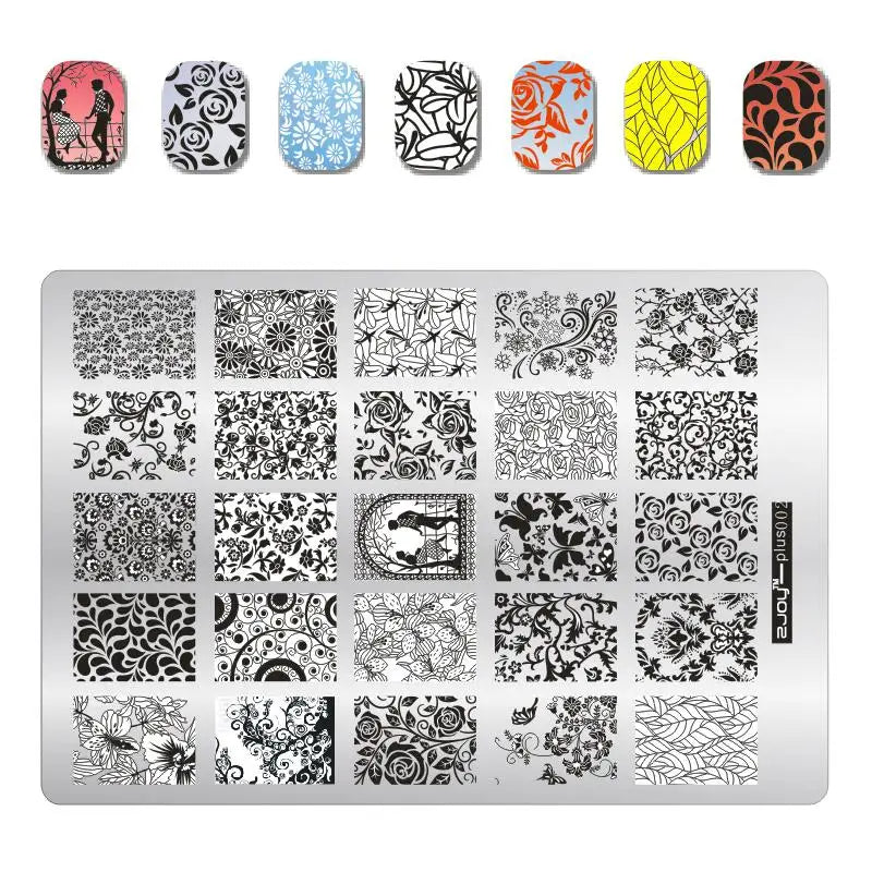 Plus Size Nail Stamping Plates – Multi-Image Stainless Steel Nail Stamping Plate PRIMED