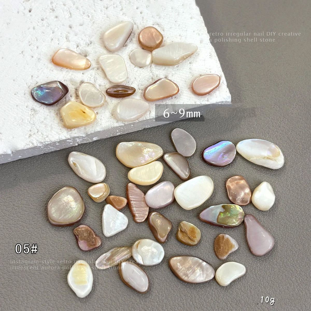 Natural Abalone Shell Nail Charms | Aurora Flatback Stones