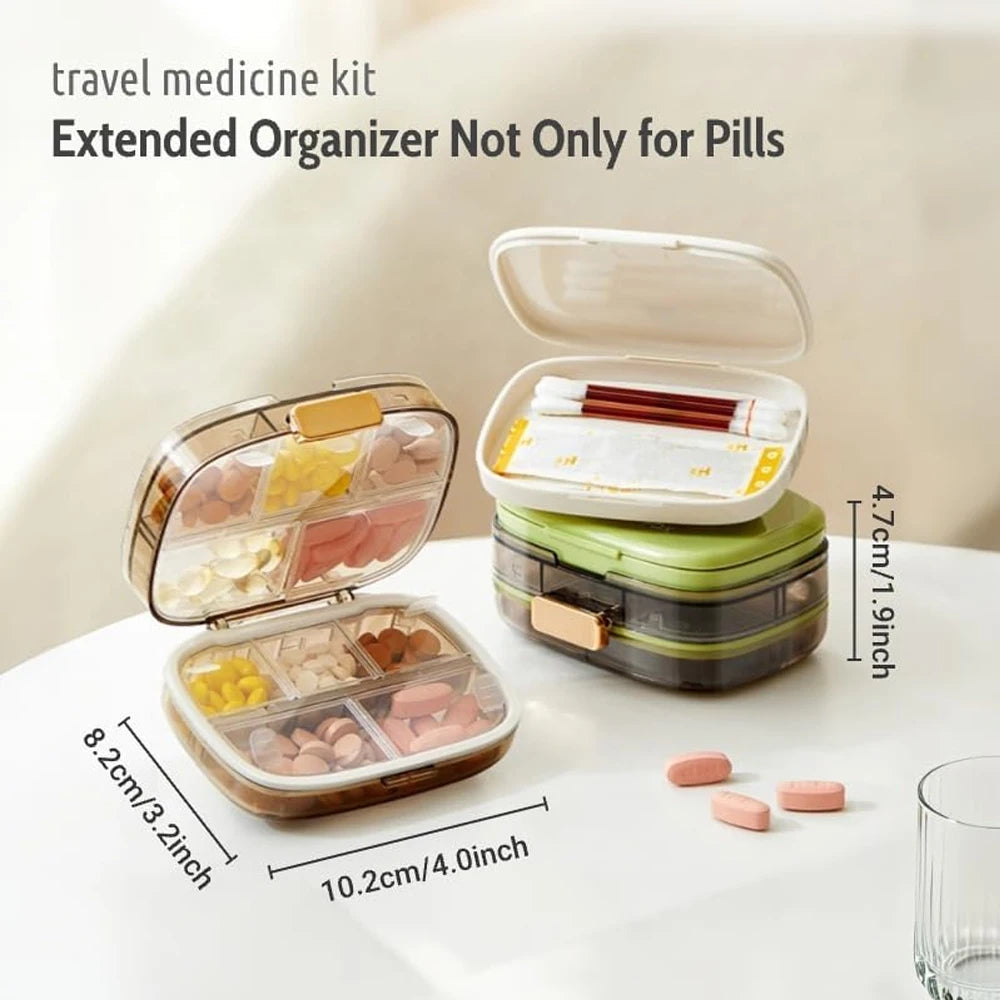 Travel Pill Organizer – 3-Layer Folding, 10 Compartments Pill Organizer PRIMED
