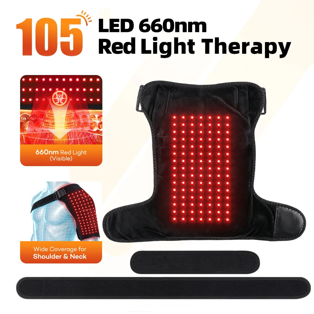 USB Heated Shoulder Wrap | 105 LED 660nm Red Light Therapy Heated Shoulder Wrap PRIMED