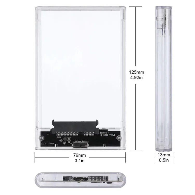 2.5" SATA to USB 3.0 Hard Drive Enclosure – 5Gbps, Up to 4TB Hard Drive Enclosure PRIMED transparent-1pc