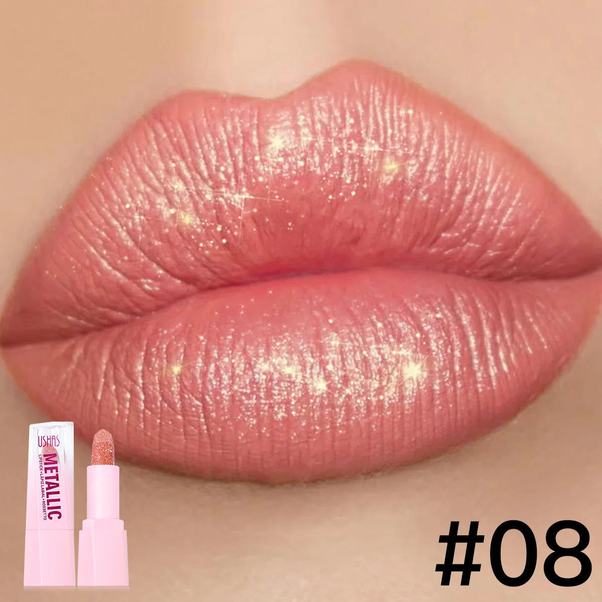 USHAS Pearlescent Matte Lipstick | Waterproof, Non-Stick Cup