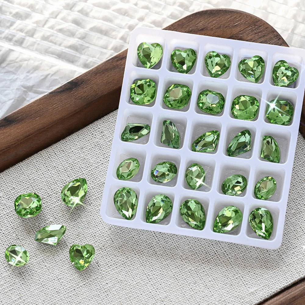 25pcs 3D Crystal Rhinestone Nail Charms – Heart Oval Square Nail Art Charms PRIMED ZB154-6