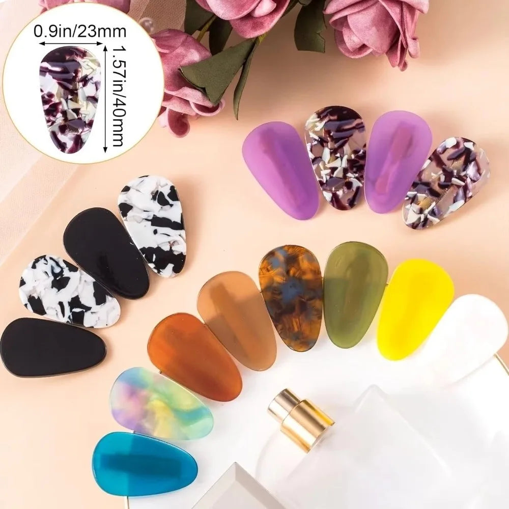 Vintage Colorful Drop Shape Hair Clips – 2pc Barrettes Set