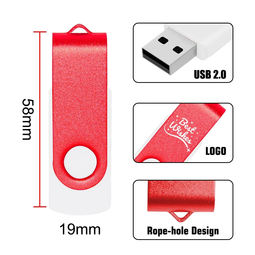 JASTER Colorful Rotatable Metal USB Flash Drive 4GB–128GB USB Flash Drive PRIMED