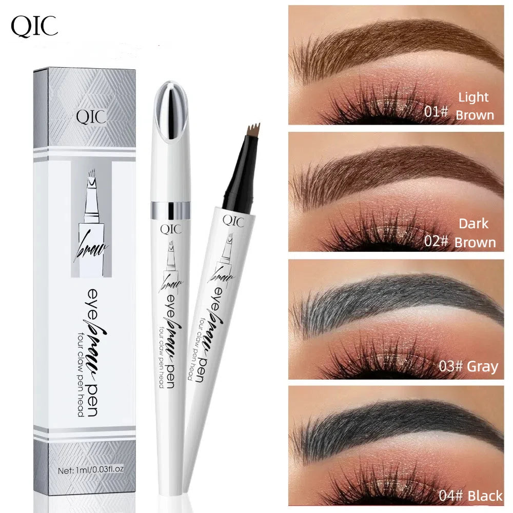 Waterproof 4-Tip Microblade Eyebrow Pen – Smudge-Proof Brow Eyebrow Makeup Pen PRIMED