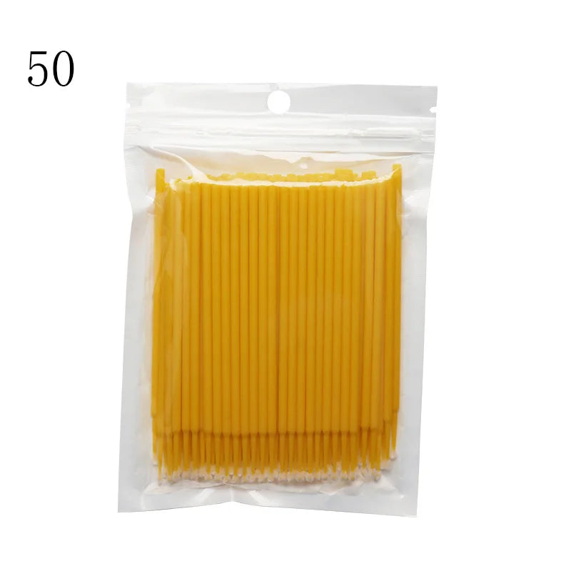 Micro Disposable Eyelash Applicator Brushes – 50/100 Pack Makeup Applicator Brushes PRIMED 50Pcs Yellow