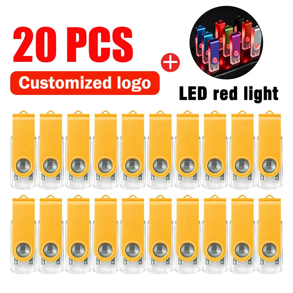 20-Pack Metal USB Flash Drives 4GB–128GB | Custom Logo