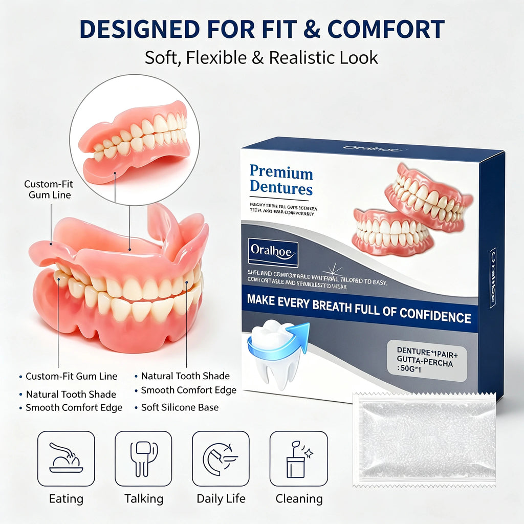 Soft Silicone Snap-On Dentures Full Set – Upper & Lower