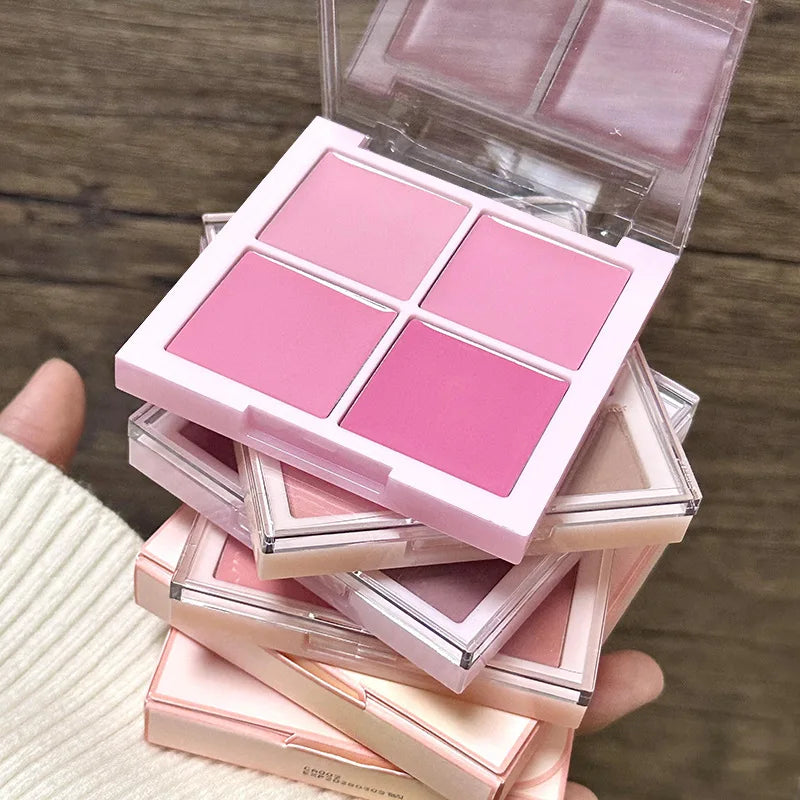 DIKALU 4-Color Cream Blush Palette – Pink Peach Natural Glow Cream Blush Palette PRIMED