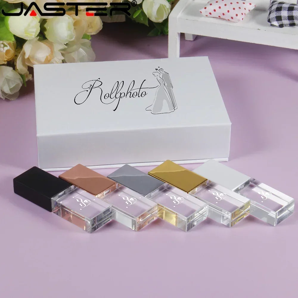 JASTER Crystal USB Flash Drive 2.0 | 4GB–128GB Custom Logo Gift USB Flash Drive PRIMED