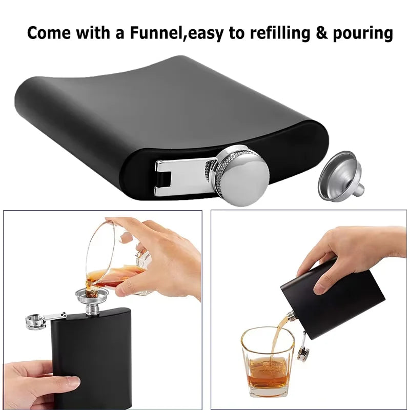 Stainless Steel Hip Flask Set 6/7/8oz – Leakproof & Funnel Hip Flask Set PRIMED