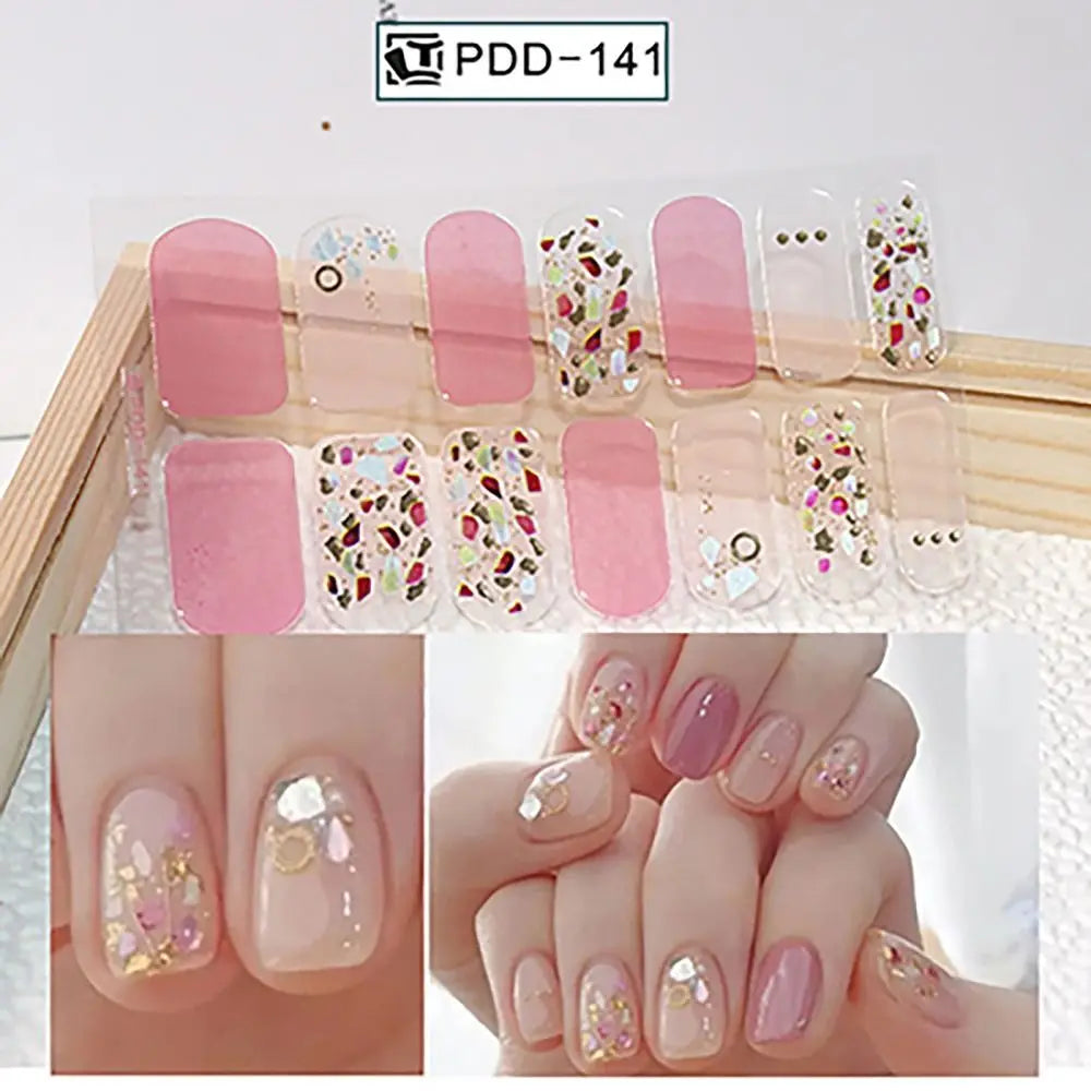 Semi-Cured Gel Nail Stickers – Floral Full Cover DIY Nail Art