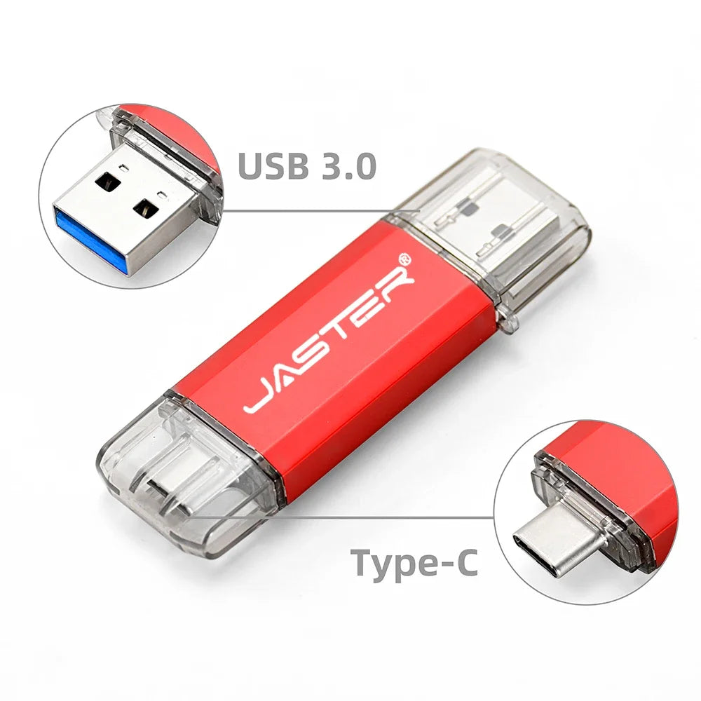 JASTER USB 3.0 Type-C Flash Drive 16GB–128GB Mini Pen Drive USB Flash Drive PRIMED
